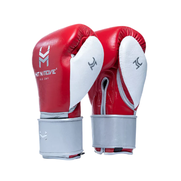 Gants de Boxe Balance, Velcro Mexicain, Rouge et Blanc, Hit N Move