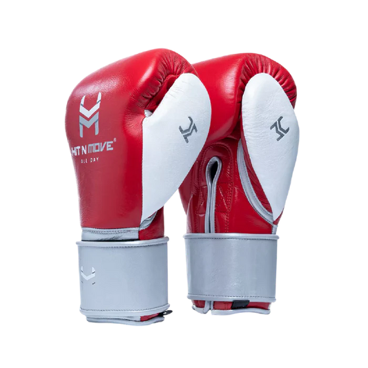 Gants de Boxe Balance, Velcro Mexicain, Rouge et Blanc, Hit N Move