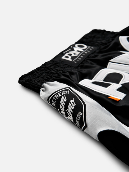 Short Muay Thai Free Flow Noir et Blanc PRIMO