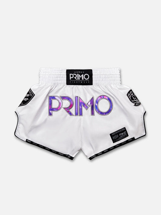 Short Muay Thai Hologramme Blanc PRIMO